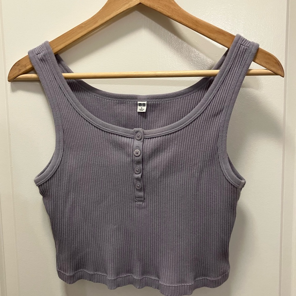 Uniqlo Women's Ribbed Cropped Tank Top - Lavender